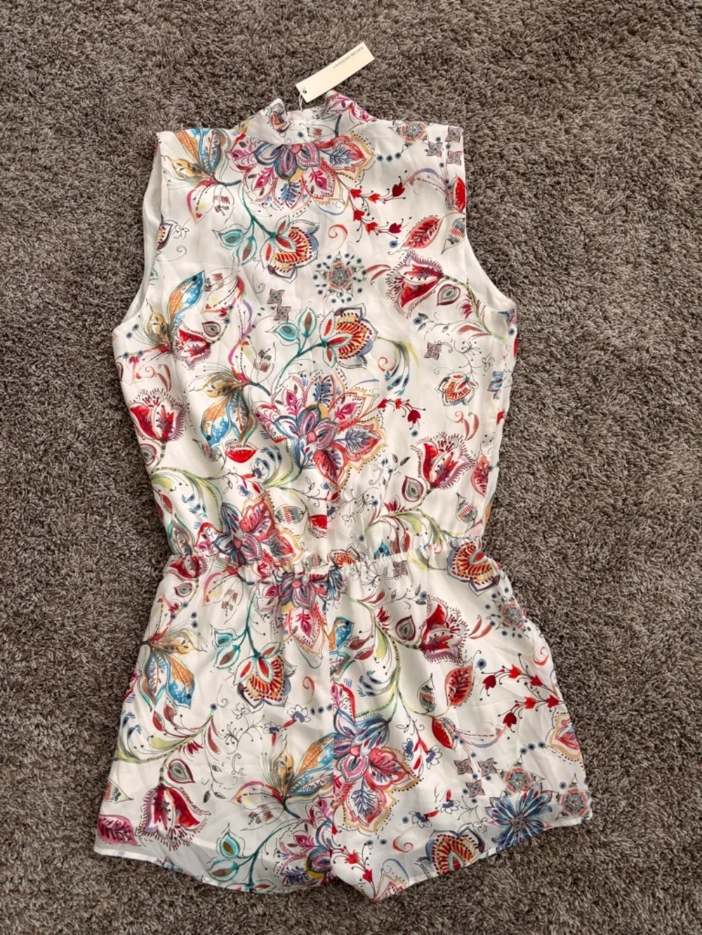 Lavender Brown 100% Silk Floral Romper – NWT | Boho Luxe | Size M - Picture 4 of 9